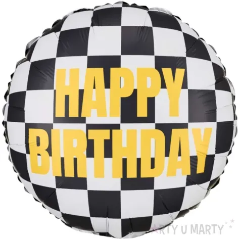balon foliowy szachownica happy birthday partydeco 18 rnd
