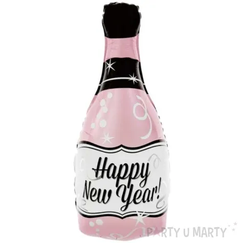 balon foliowy szampan happy new year rozowy partypal 39 shp
