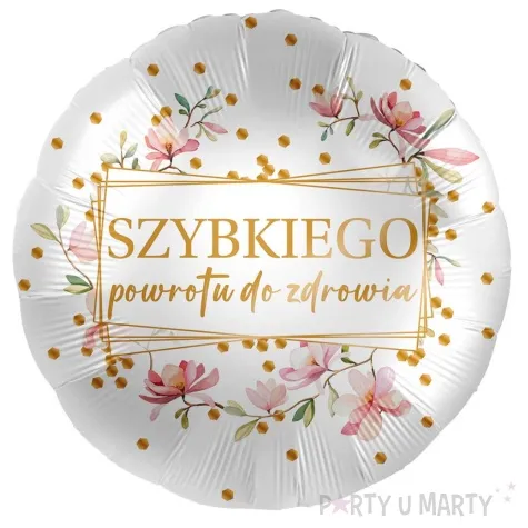 balon foliowy szybkiego powrotu do zdrowia kwiaty bialy premioloon 17 rnd