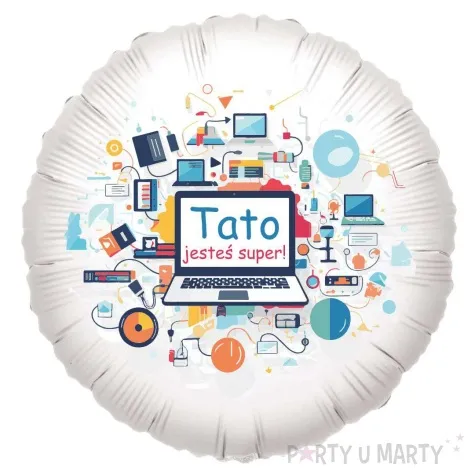 balon foliowy tato jestes super bialy 18 rnd