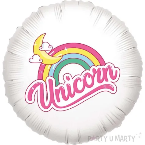 balon foliowy tecza unicorn bialy 18 rn
