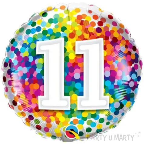 balon foliowy teczowe konfetti 11 qualatex 18 rnd