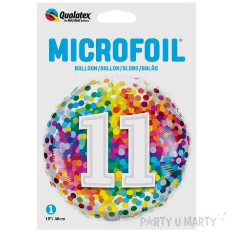 balon foliowy teczowe konfetti 11 qualatex 18 rnd