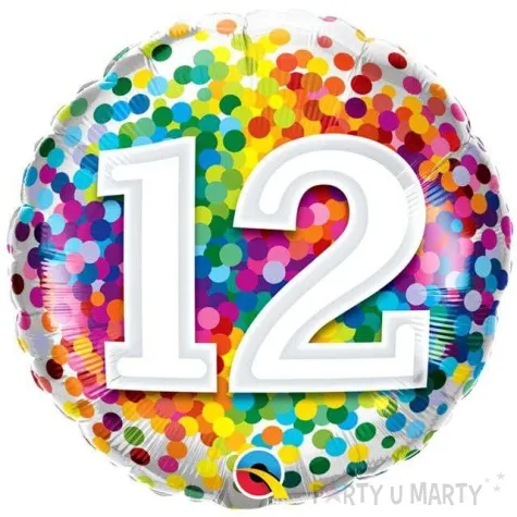 balon foliowy teczowe konfetti 12 qualatex 18 rnd