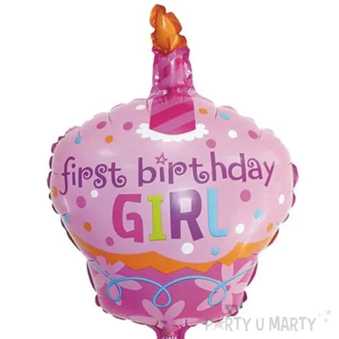 balon foliowy torcik first birthday girl rozowy 14 shp