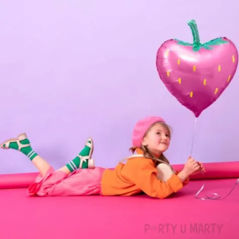balon foliowy truskawka rozowy partydeco 17 hrt