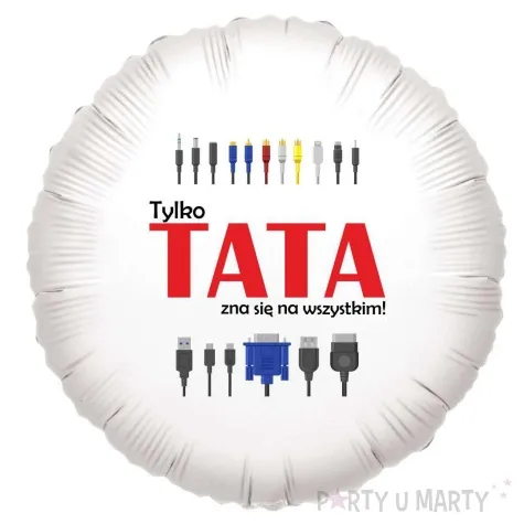 balon foliowy tylko tata zna sie na wszystkim bialy 18 rnd