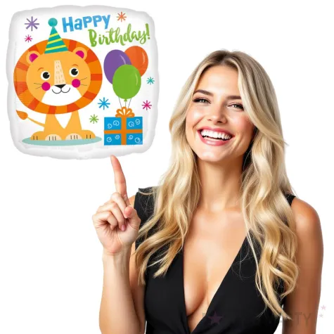 balon foliowy urodzinowy lew amscan 18 sqr