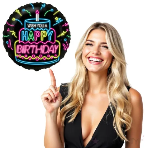 balon foliowy urodzinowy tort czarny flexmetal 18 rnd
