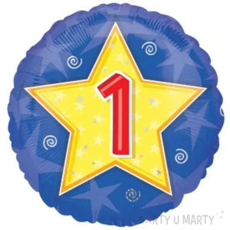 balon foliowy urodziny 1 blue star amscan 18 rnd