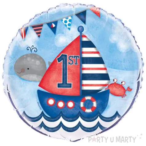 balon foliowy urodziny 1 marynarz unique 18 rnd