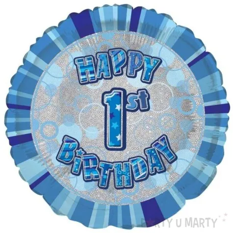 balon foliowy urodziny 1 niebieski unique 18 rnd