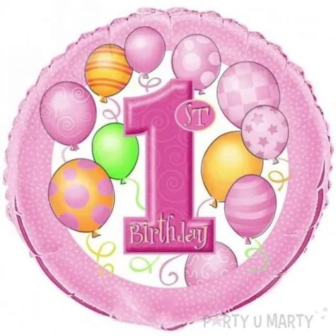 balon foliowy urodziny 1 pink ensemble unique 18 rnd