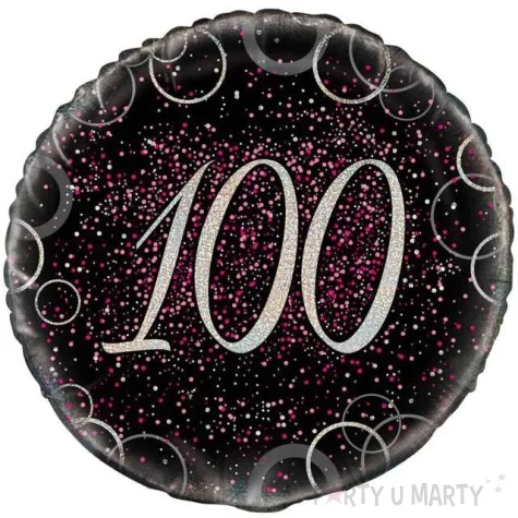 balon foliowy urodziny 100 glitz unique 18 rnd