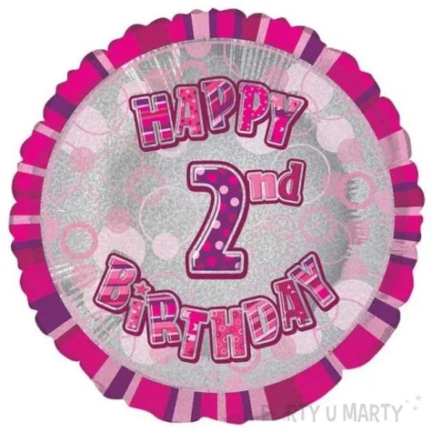 balon foliowy urodziny 2 rozowy unique 18 rnd
