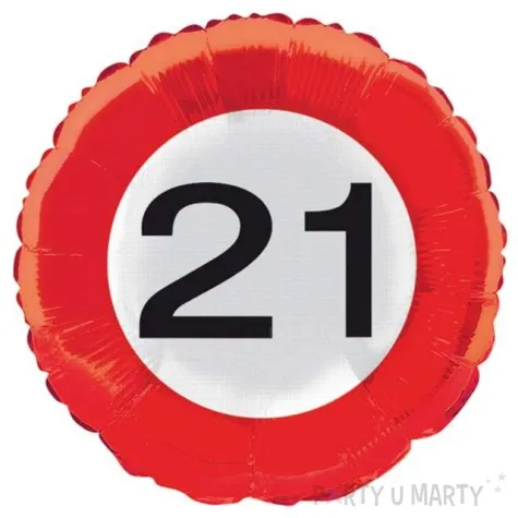 balon foliowy urodziny 21 traffic birthday czerwony folat 18 rnd