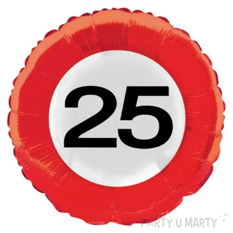 balon foliowy urodziny 25 traffic birthday czerwony folat 18 rnd