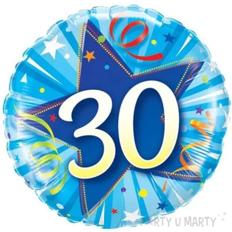 balon foliowy urodziny 30 niebieski qualatex 18 rnd