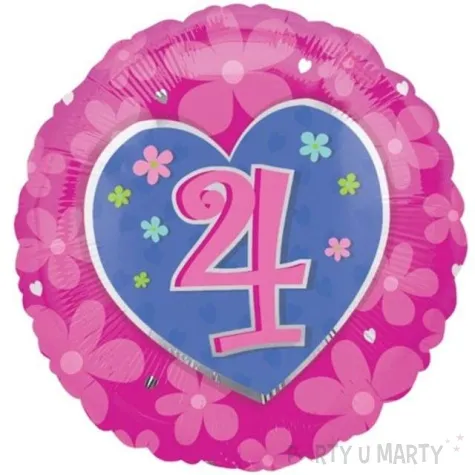 balon foliowy urodziny 4 rozowy amscan 18 rnd