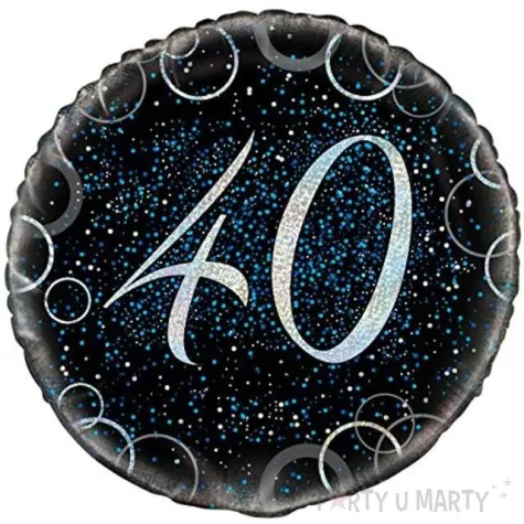balon foliowy urodziny 40 glitz niebieski unique 18 rnd