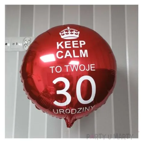 balon foliowy urodziny 40 keep calm czerwony 18 rnd