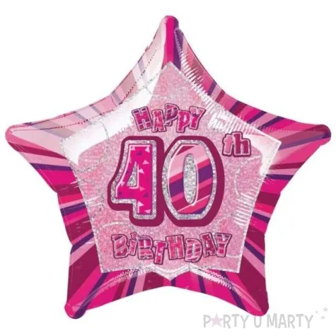 balon foliowy urodziny 40 rozowy unique 20 str