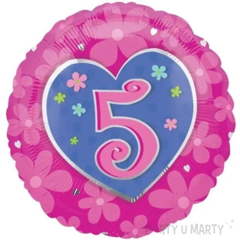 balon foliowy urodziny 5 rozowy amscan 18 rnd