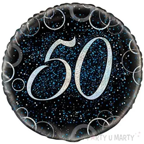 balon foliowy urodziny 50 glitz niebieski unique 18 rnd