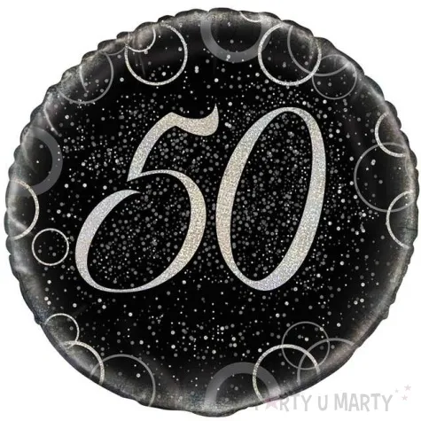 balon foliowy urodziny 50 glitz srebrny unique 18 rnd