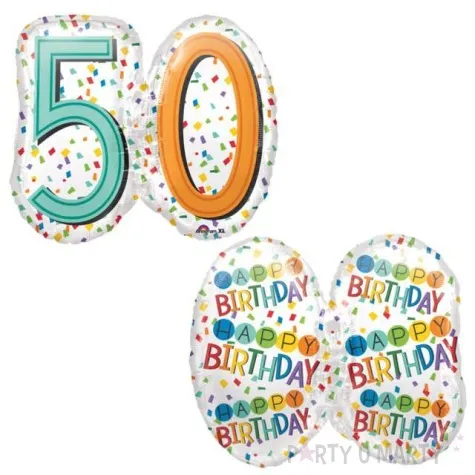 balon foliowy urodziny 50 rainbow birthday amscan 25 shp