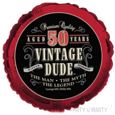 balon foliowy urodziny 50 vintage czerwony creativeconverting 18 rnd