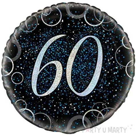 balon foliowy urodziny 60 glitz niebieski unique 18 rnd