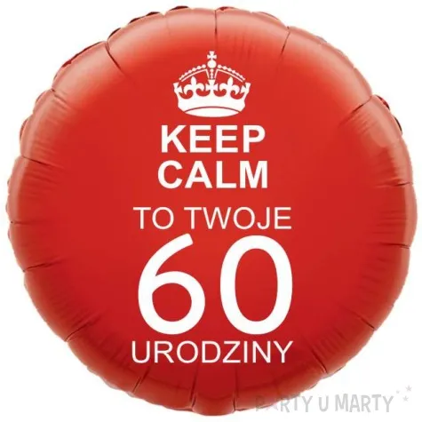 balon foliowy urodziny 60 keep calm czerwony 18 rnd