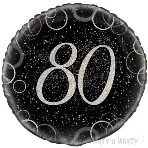 balon foliowy urodziny 80 glitz srebrny unique 18 rnd