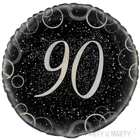 balon foliowy urodziny 90 glitz srebrny unique 18 rnd