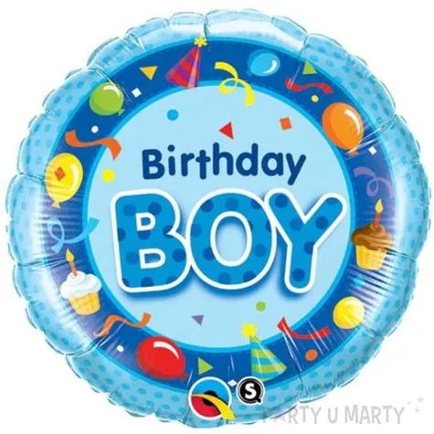 balon foliowy urodziny chlopiec niebieski qualatex 18 rnd