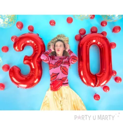 balon foliowy urodziny cyfra 3 czerwony partydeco 34 dgt