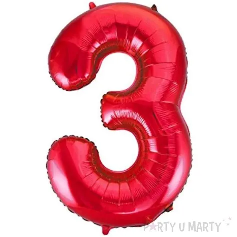 balon foliowy urodziny cyfra 3 czerwony partydeco 34 dgt