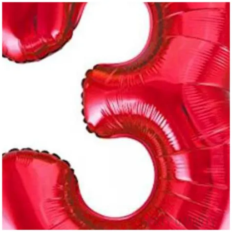 balon foliowy urodziny cyfra 3 czerwony partydeco 34 dgt