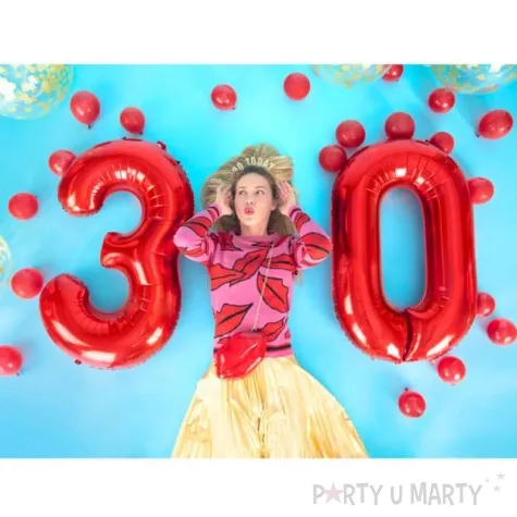 balon foliowy urodziny cyfra 8 czerwony partydeco 34 dgt
