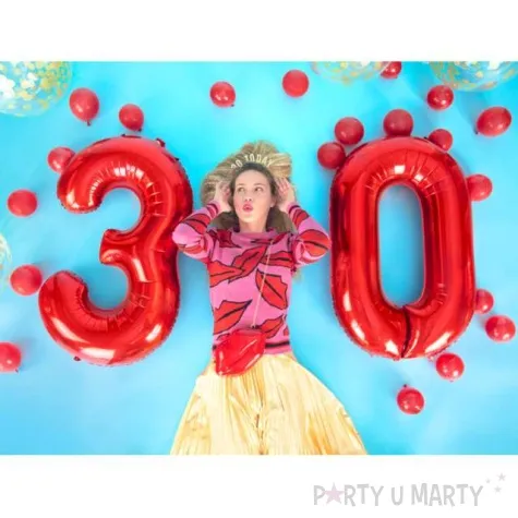 balon foliowy urodziny cyfra 9 czerwony partydeco 34 dgt