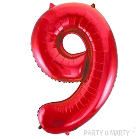 balon foliowy urodziny cyfra 9 czerwony partydeco 34 dgt