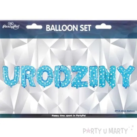 balon foliowy urodziny napis niebieski partypal 16 ltr