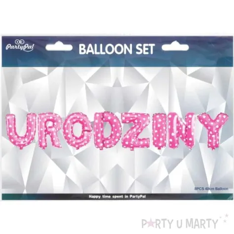balon foliowy urodziny napis rozowy partypal 16 ltr