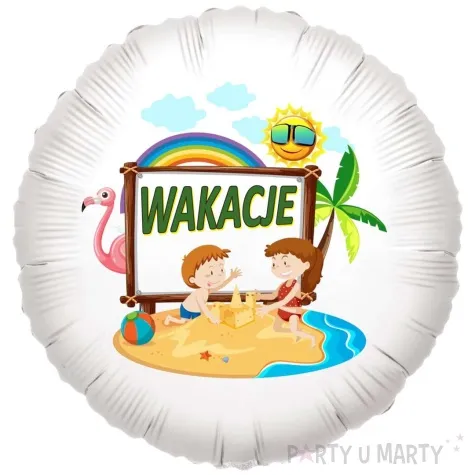 balon foliowy wakacje bialy 18 rnd
