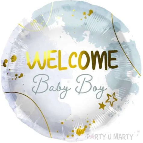 balon foliowy welcome baby boy szary folat 18 rnd