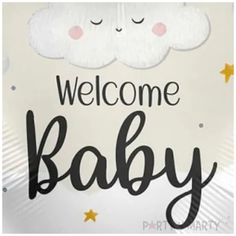 balon foliowy welcome baby chmurki bialy premioloon 18 hrt