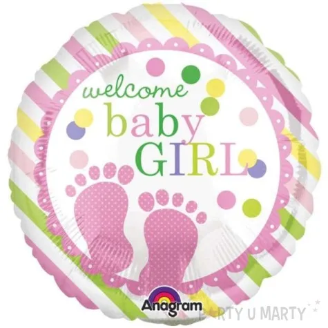 balon foliowy welcome baby girl amscan 9 rnd