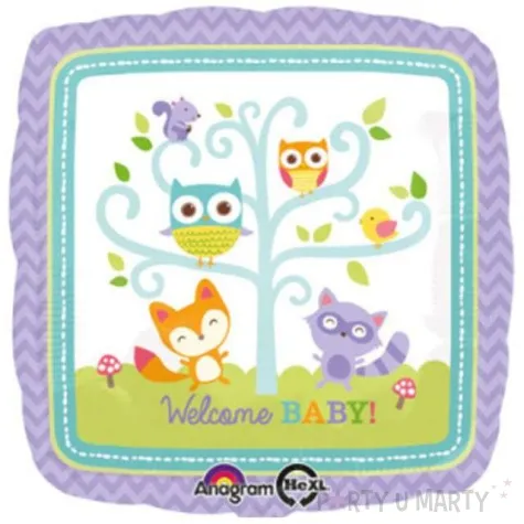 balon foliowy welcome baby zwierzeta amscan 17 sqr