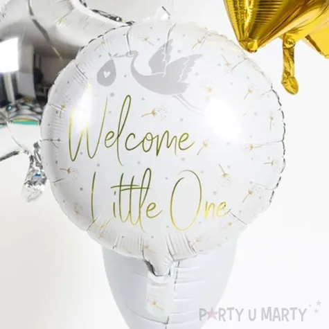 balon foliowy welcome little one bocian bialy folat 18 rnd